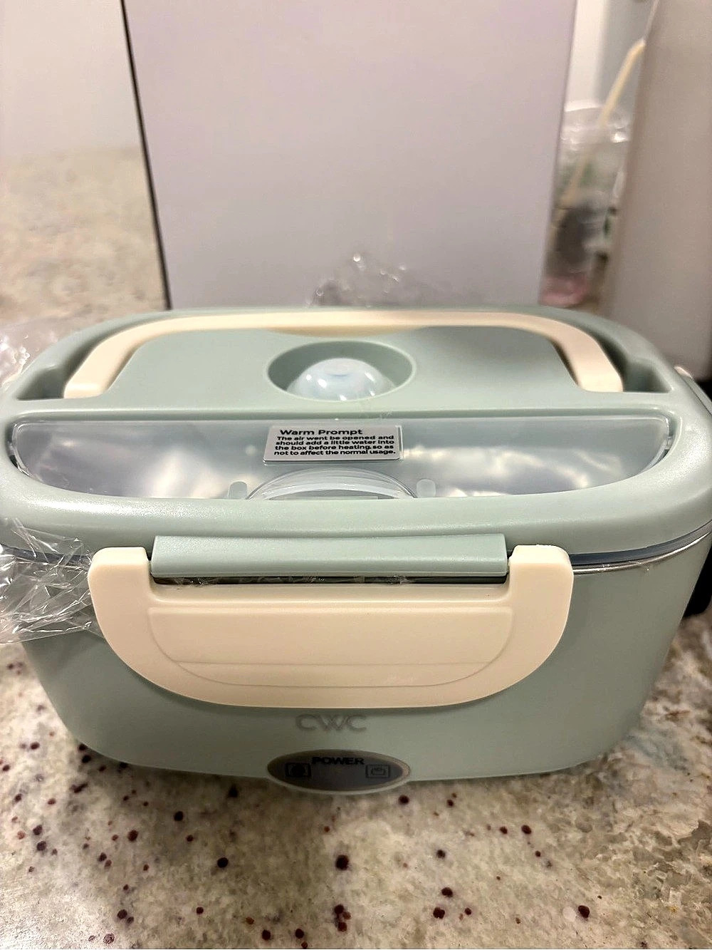 CWC Heated Lunch Box in Green & White